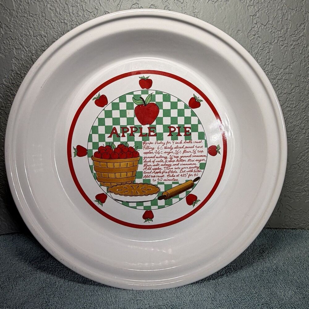 VTG Apple Pie Recipe Plate Indoor Outfitters Cottage Core Granny Fall Decor